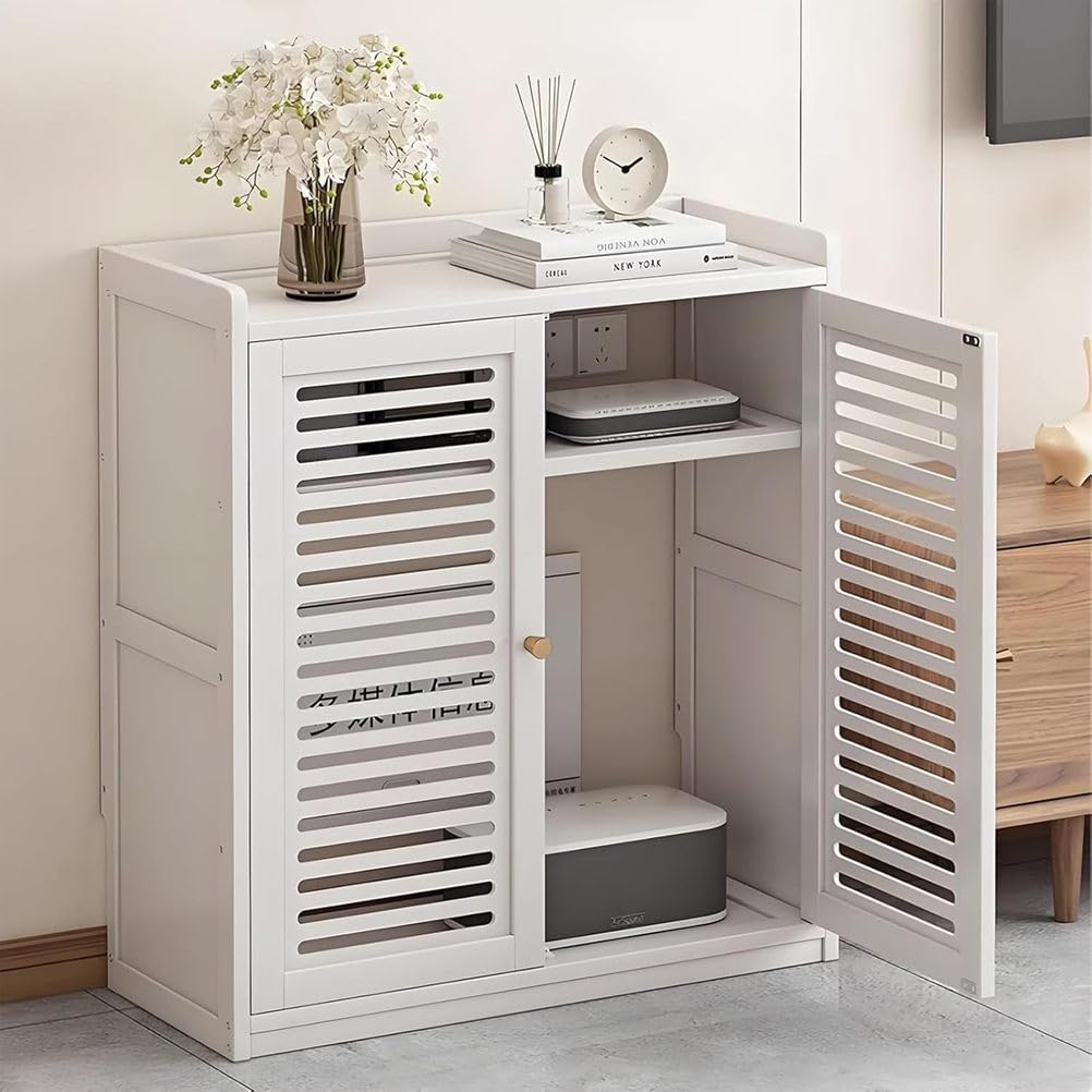 Armoire routeur WiFi avec étagères réglables pour gestion câbles