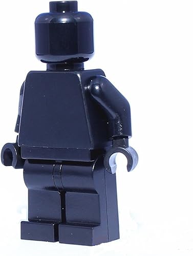 LEGO Minifigura Llanura Todo Negro Monocromo Cabeza Torso Brazos Manos Piernas Cuerpo