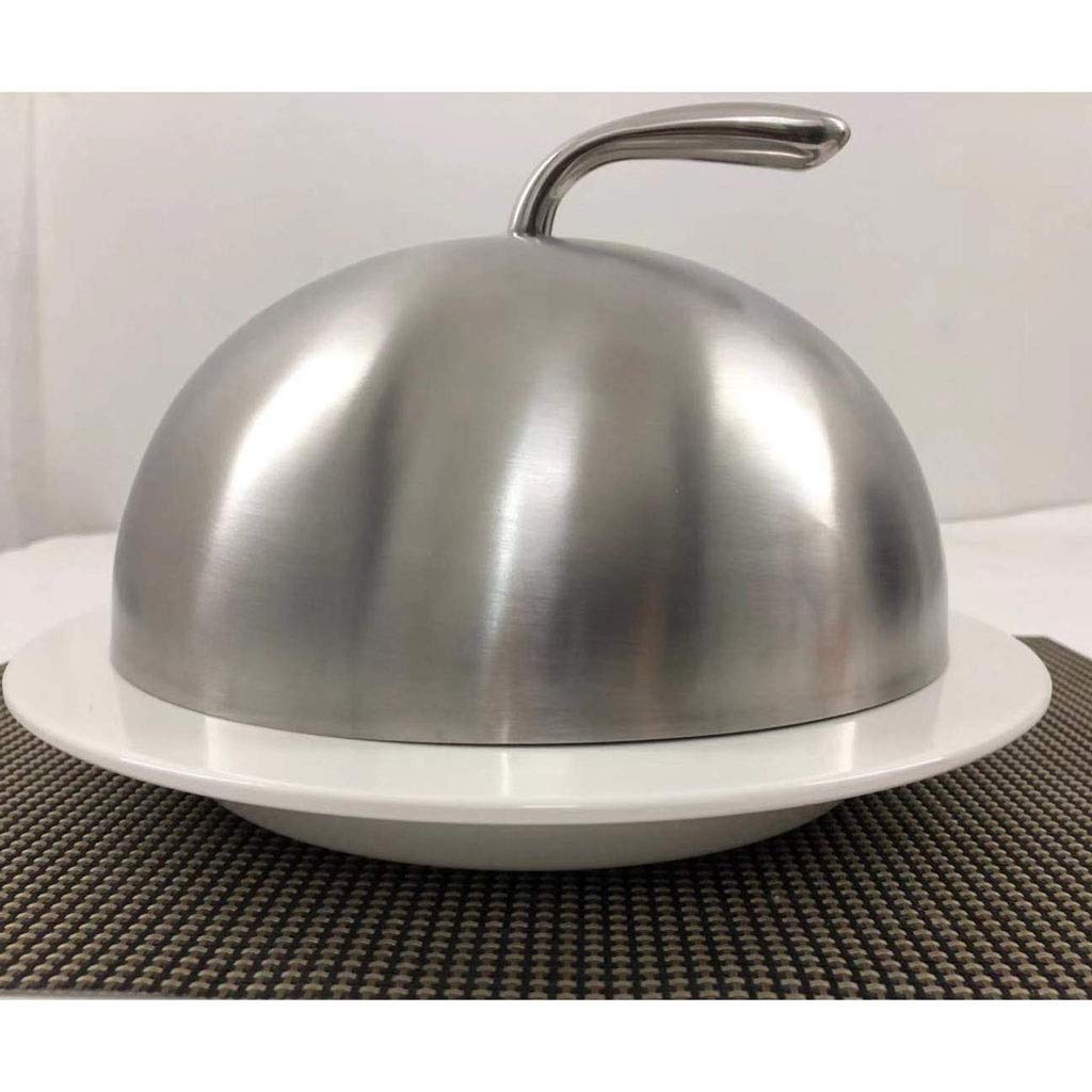 Tapa de Olla teppanyaki para bistec, Acero Inoxidable 304, Redonda, pez Grande, teppanyaki, Jade, Cocina, Emperador Grande, Tapa de Olla Profunda (Blanco 8cm)