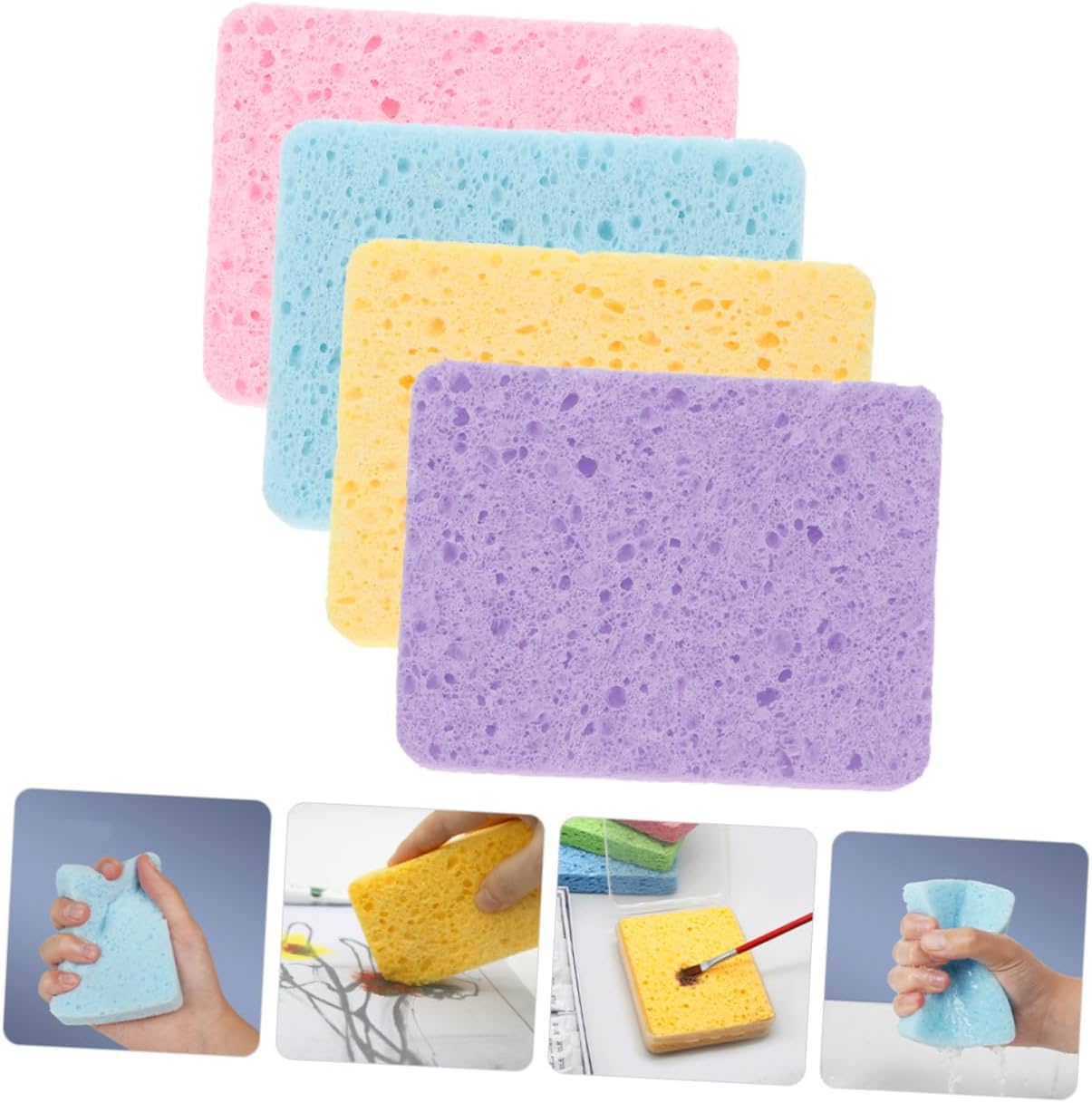 SHINEOFI 4pcs Sponges Ultra Absorbent Sponges for Oil and Painting Vibrant Colors for Illustrations and Handdrawing