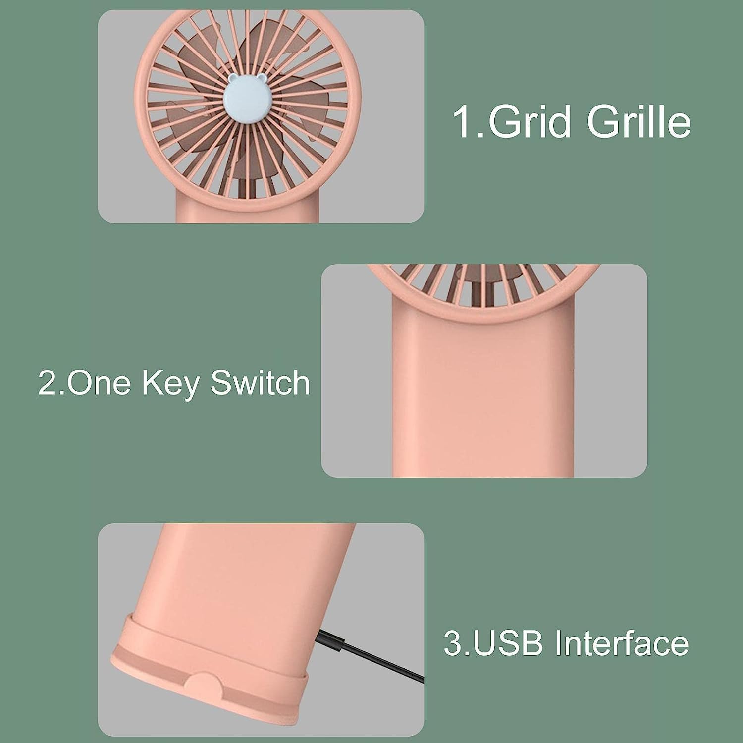 Piccolo Ventilatore, Ventilatore Portatile Ventilatore Portatile Personale Ventilatore Da Tavolo Per Viaggi All'aperto Compatto,Viaggi(Pink)