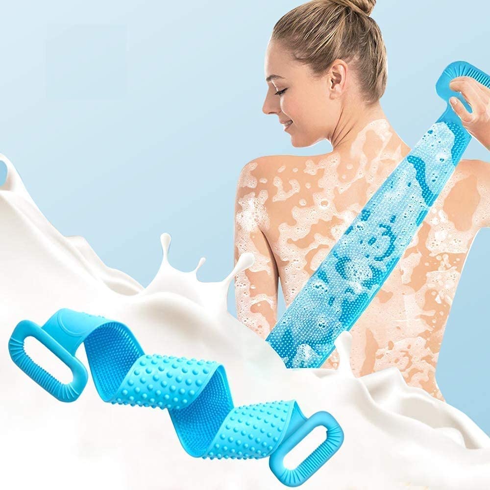 Sarthu Combo Pack of 2: Silicone Body Back Scrubber & Silicone Brush with Shower Gel Dispenser β Exfoliating, Deep Cleaning, and Massage Bathing Tools(Multi color pack of 2) 1