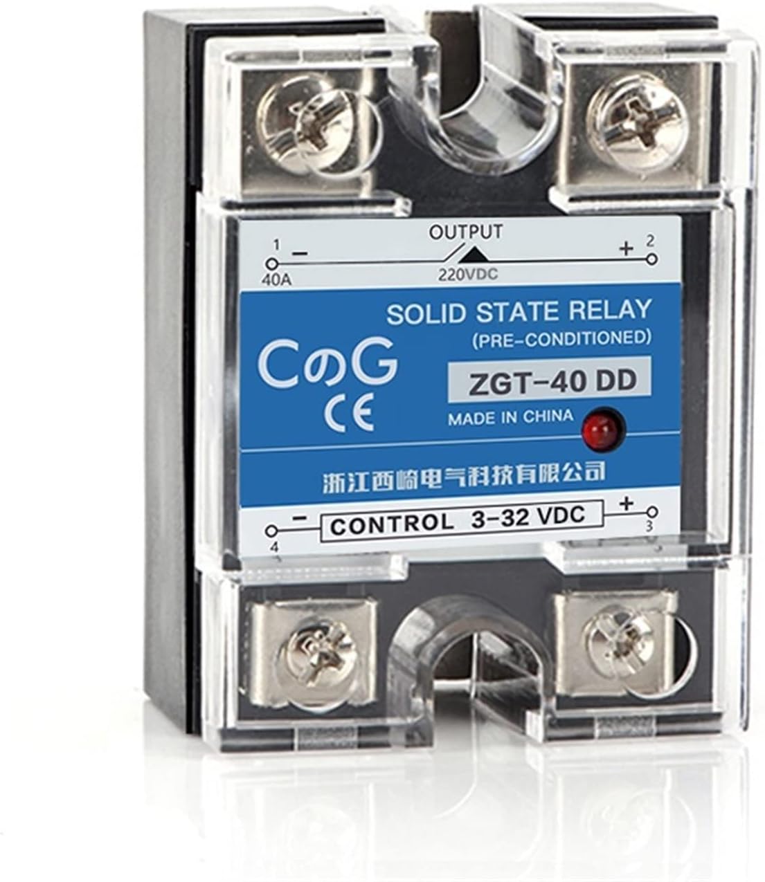 CG SSR-10DD 25DD 40DD 200A 600A SSR Single Phase DC Control Heat Sink 3-32VDC to 220VDC 600V 10A 25A 40A DD Solid State Relay(150DD 220V)