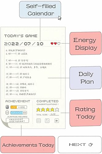 Miniatura 3 de Agenda diaria sin fecha de 365 días, diseño de juegos, organizador de bolsillo, libro de citas, diario A6, mini diario lindo (rosa)