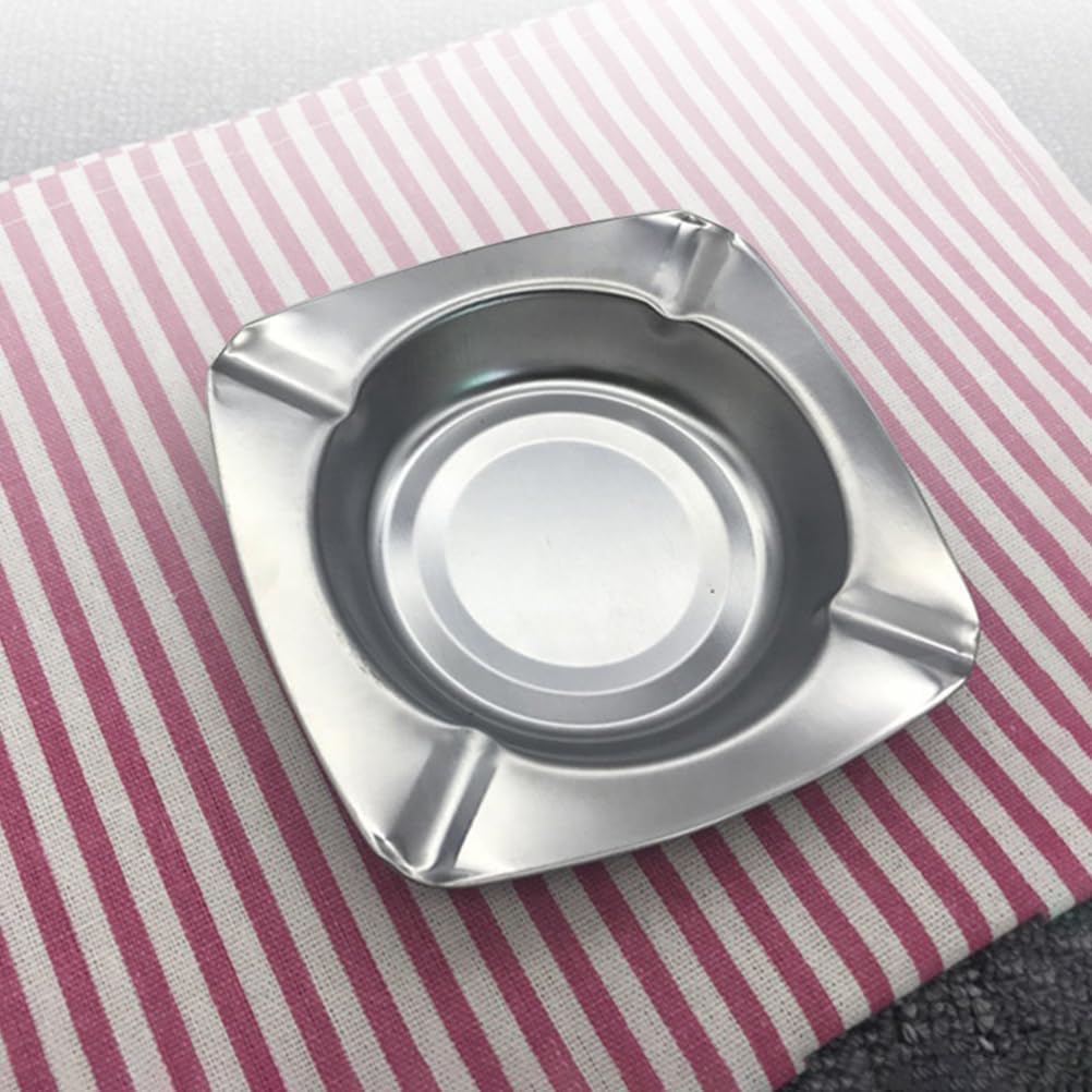 10 Pcs Stainless Ash Tray, Great for Smokeless Ashtray Indoor, Smoke Removing Ashtrays for Smokers, Smokeless Ashtray for Home(Square, 4.3"x4.3"x0.4").