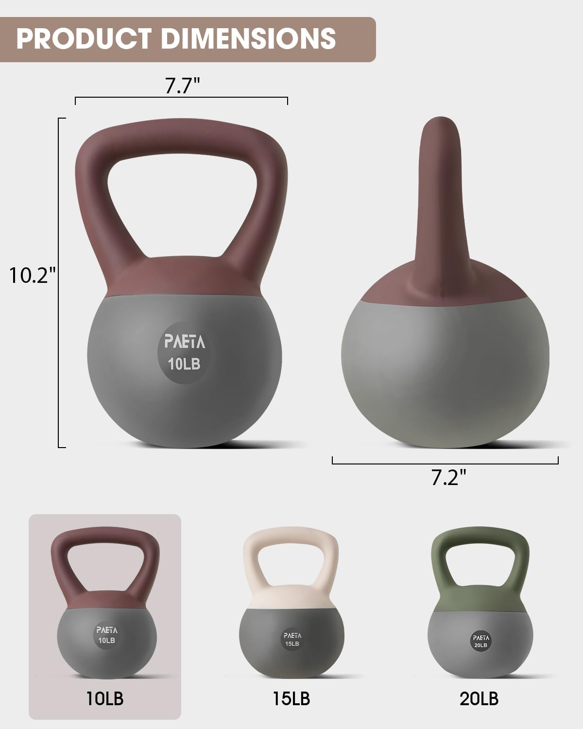 PAETA Weiche Kugelhantel für Heimfitness – rutschfester Griff & breiter Griff, weiches Kugelhantel-Set, sanfter bodenschonender Aufprall – 4,5 kg, 6,8 kg, 9 kg, für funktionelles Training zu Hause