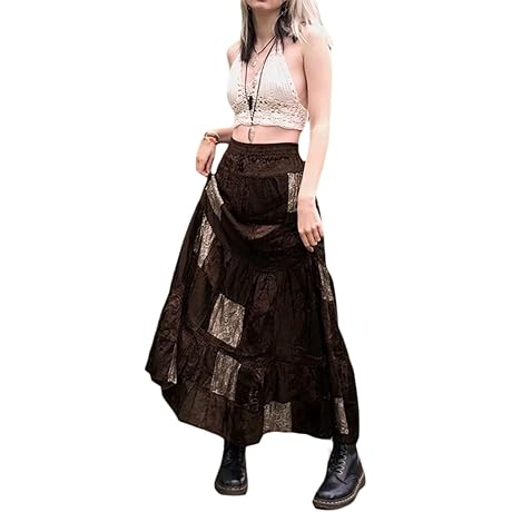 Vintage Patchwork Midi Skirt