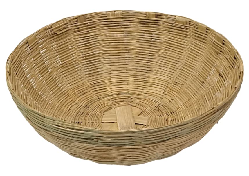 INDIANA CRAFTS Bamboo Cane Basket (2 piece) Multipurpose Eco-Friendly For Fruit and Vegetable, Accessories Basket | Cane Wicker Basket, (Beige, 15 inch Dia)-image-17