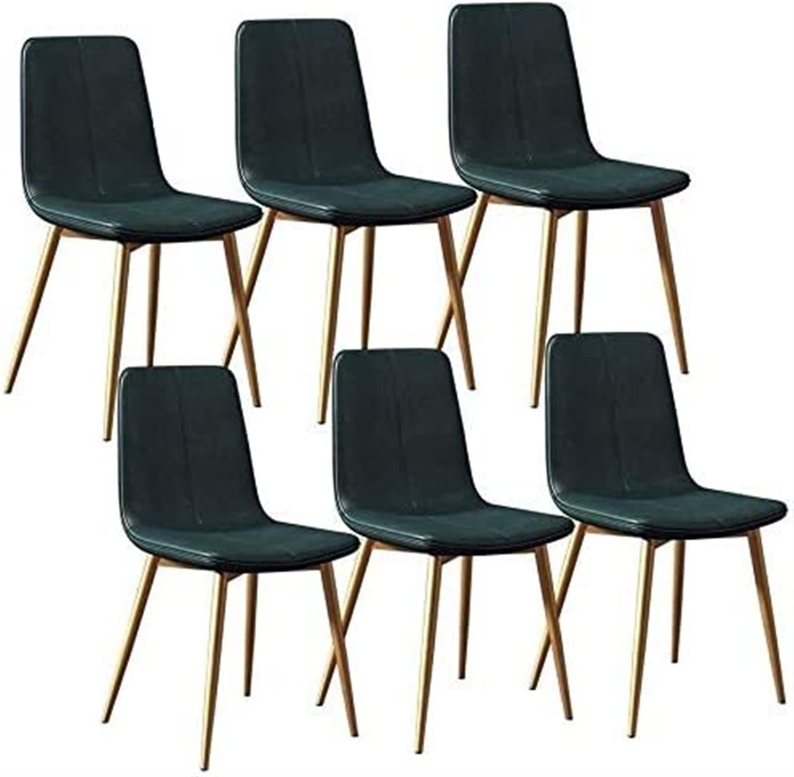 SJIALEN Modern Kitchen Chairs Set of 6, for Living Room Bedroom Office Lounge Bar Stool with Metal Legs PU Leather Seat and Backrests Kitchen Chair (Color : Green, Size : 43x40x86cm)