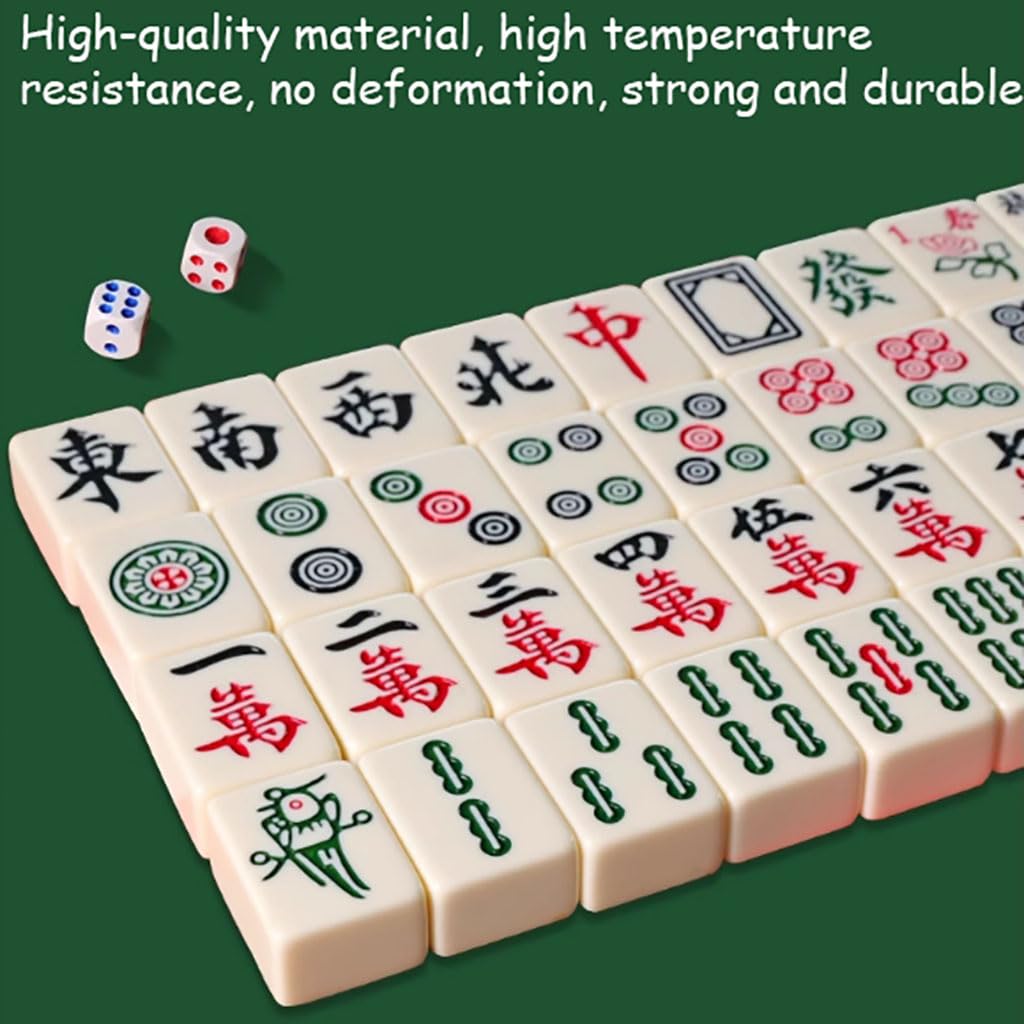 Mini różowe zestawy Mahjong, 144 płytki Mahjong z przenośną torebką podróżną, kości, obrus na stół, kompletny zestaw do gry Mahjong, do użytku domowego