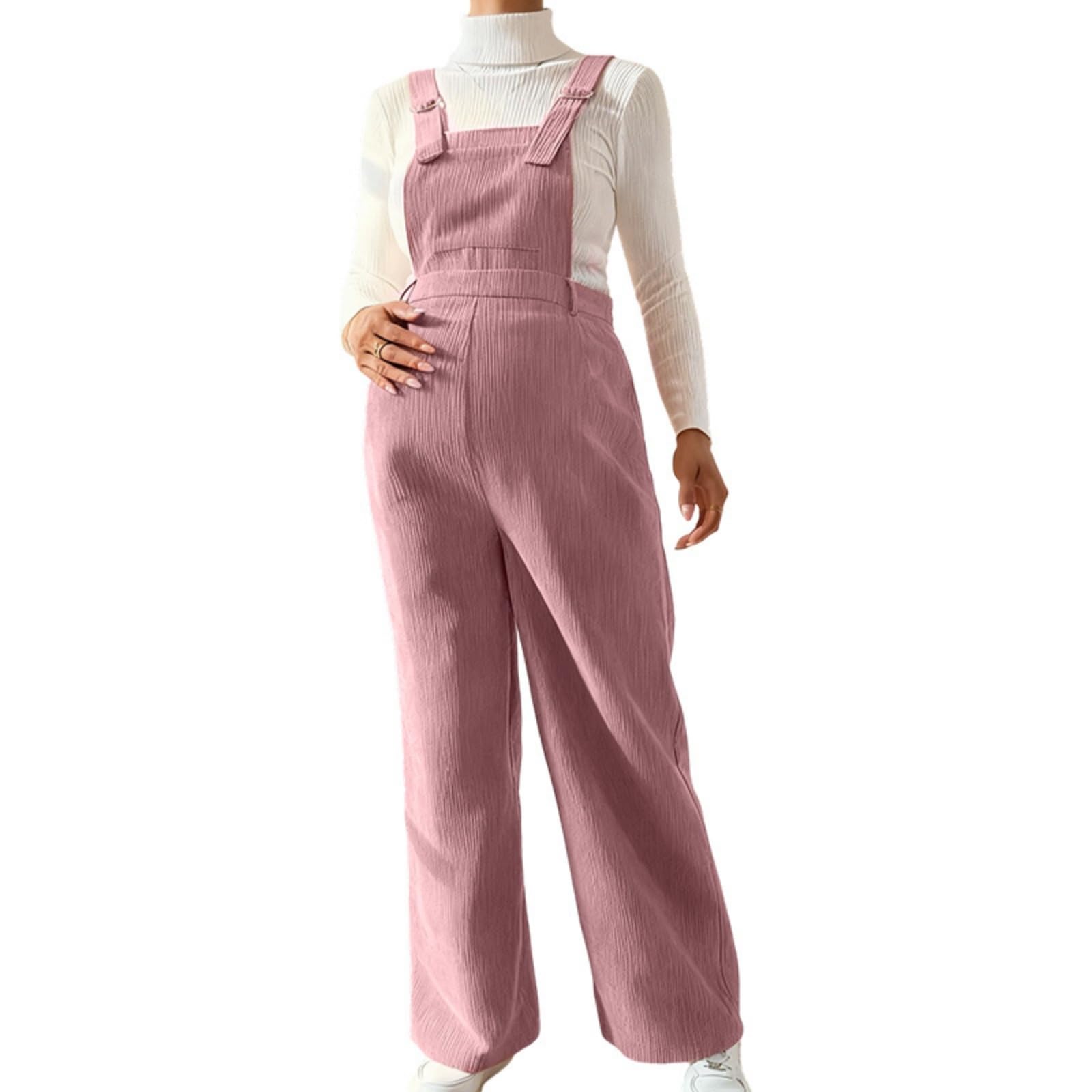 Salopette Premaman Donna Invernale, Tuta Premaman Donna Elegante con Tasche Morbida Comode Larga Taglie per Casual, Gravidanza, Lavoro, Salotto