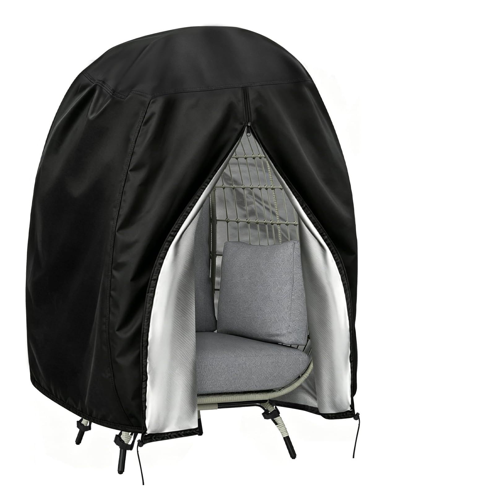 Ultifore Swing Egg Chair Cover, 420D Heavy Duty Waterproof Single Seat Hanging Egg Chair Covers with Zipper Garden Furniture Covers for Cocoon Chairs, 129×81×142cmcm