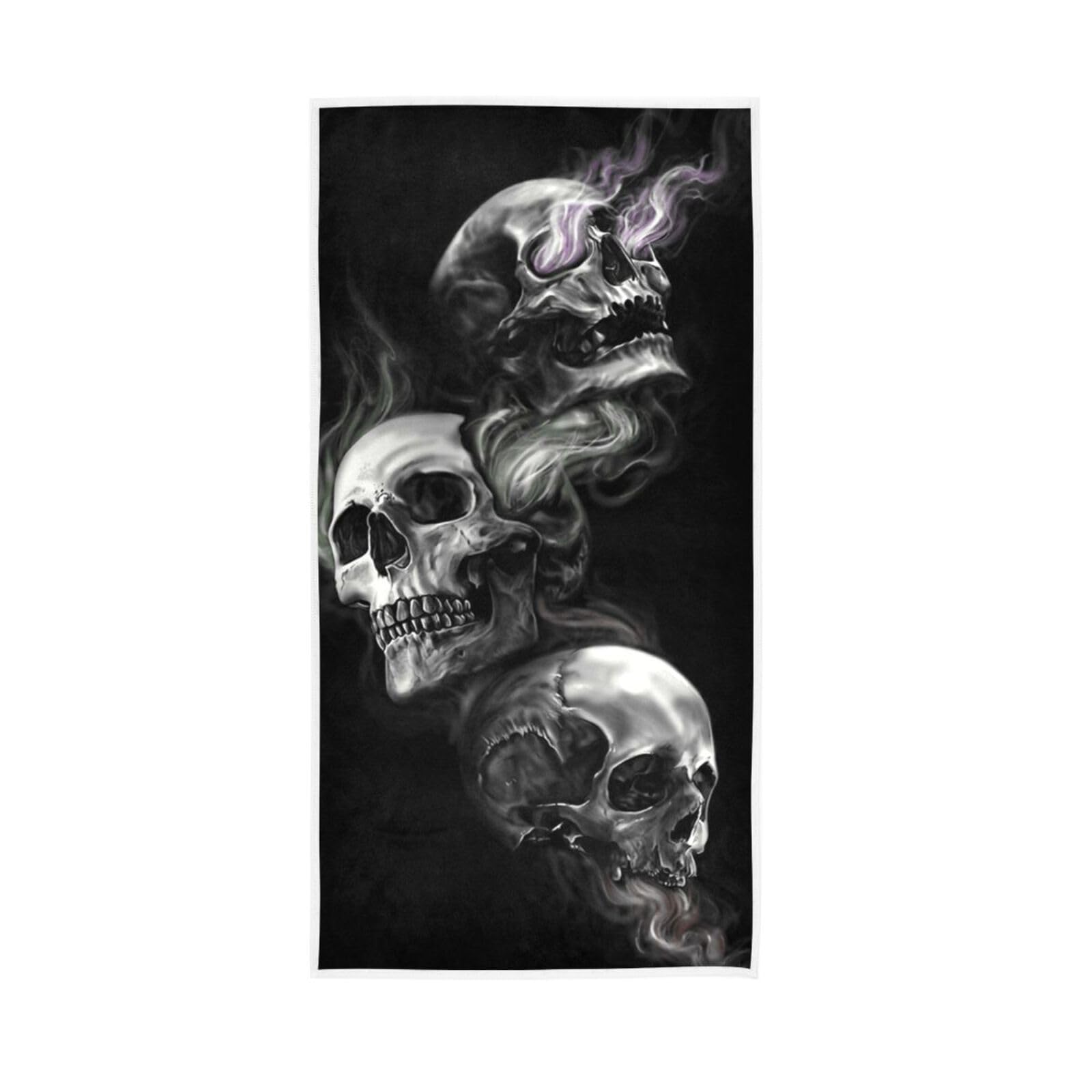LSRCPD Three Skulls Hand Towel, 15 x 30 Inches, Spa Towels for Body Towels for Gym