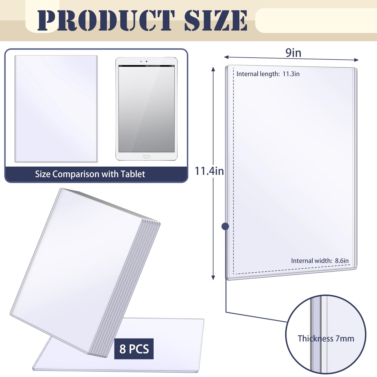 VOKOY 8 Pack Hard Plastic Magazine Protectors, Crystal Clear Magazine Display Sleeves Premium PVC 5mm Thick Plastic Protection Regular Magazines Storage for Collector Small Business, 9 x 11.5 Inch
