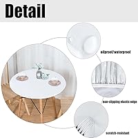 Vista 8 de Mantel de cierre de borde redondo, mantel de borde elástico, cubierta de madera antigua en tormenta con olas en el mar, se ajusta a mesas redondas