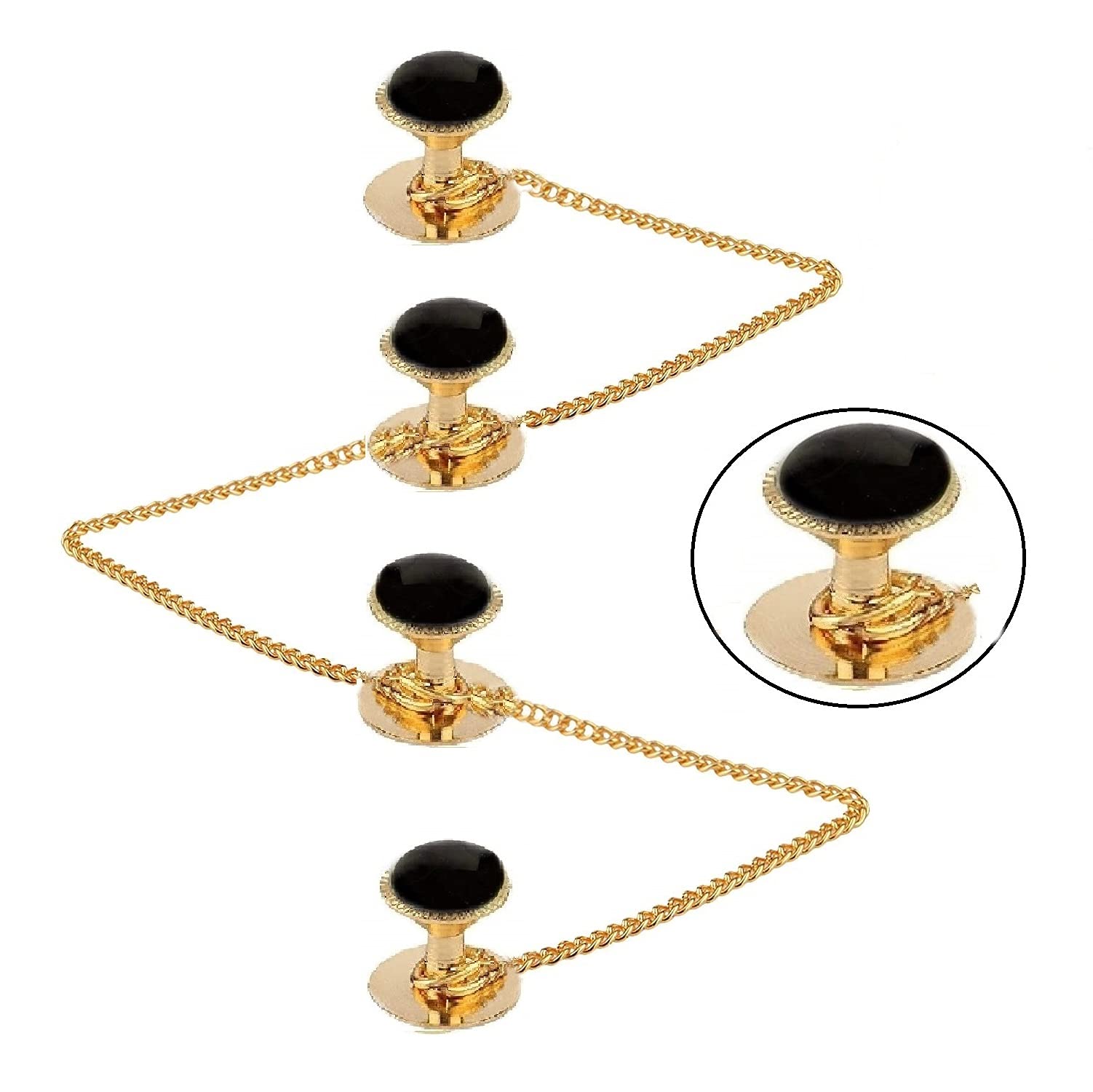 VAMA FASHIONS Cufflinks Gold Plated Black Stone Kurta Button Combo Set for Men and Women (B085W1QHPJ) Amazon Price History, Amazon Price Tracker