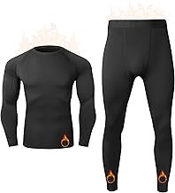 Men's Thermal Underwear Long Johns Fleece Lined Compression Pants Shirts Tops Athletic Base Layer Set Cold Weather