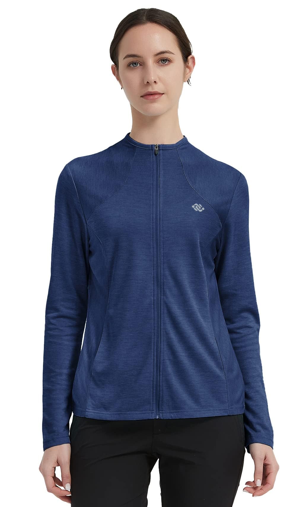 MoFiz Giacca Sportiva Donna Leggera Felpa da Corsa a Manica Lunga Zip Intera Top senza Cappuccio con Tasche
