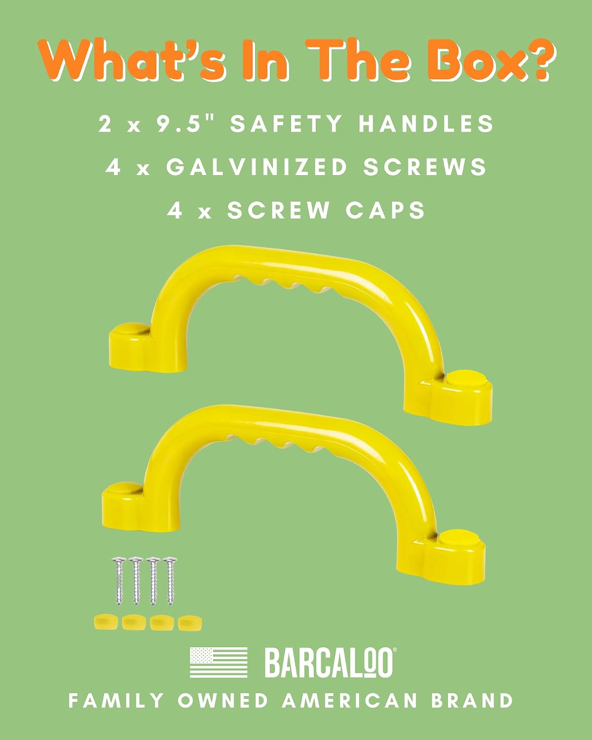 Playground Safety Handle Bars - Yellow, Weatherproof Construction | Grab Handles for Jungle Gym, Includes Mounting Hardware, For Swing Set or Playset
