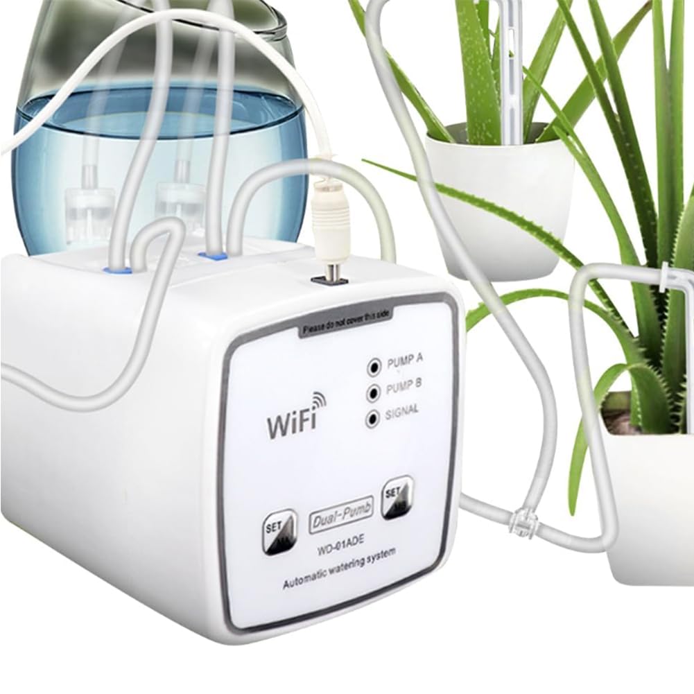 WIFI Automatisches Bewässerungssystem, Automatisch Bewässerung Set Mit Timer,15m Schlauch-Tropfbewässerungsset USB-Gebühr Für Topfpflanzen In Innenräumen Für 20 Topfpflanzen