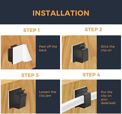 Miniatura 4 de XIAOXI - Clips para cables con fuerte autoadhesivo, en forma de R para gestión de cables, soporte de cables para TV y PC, organizador y cables, 40