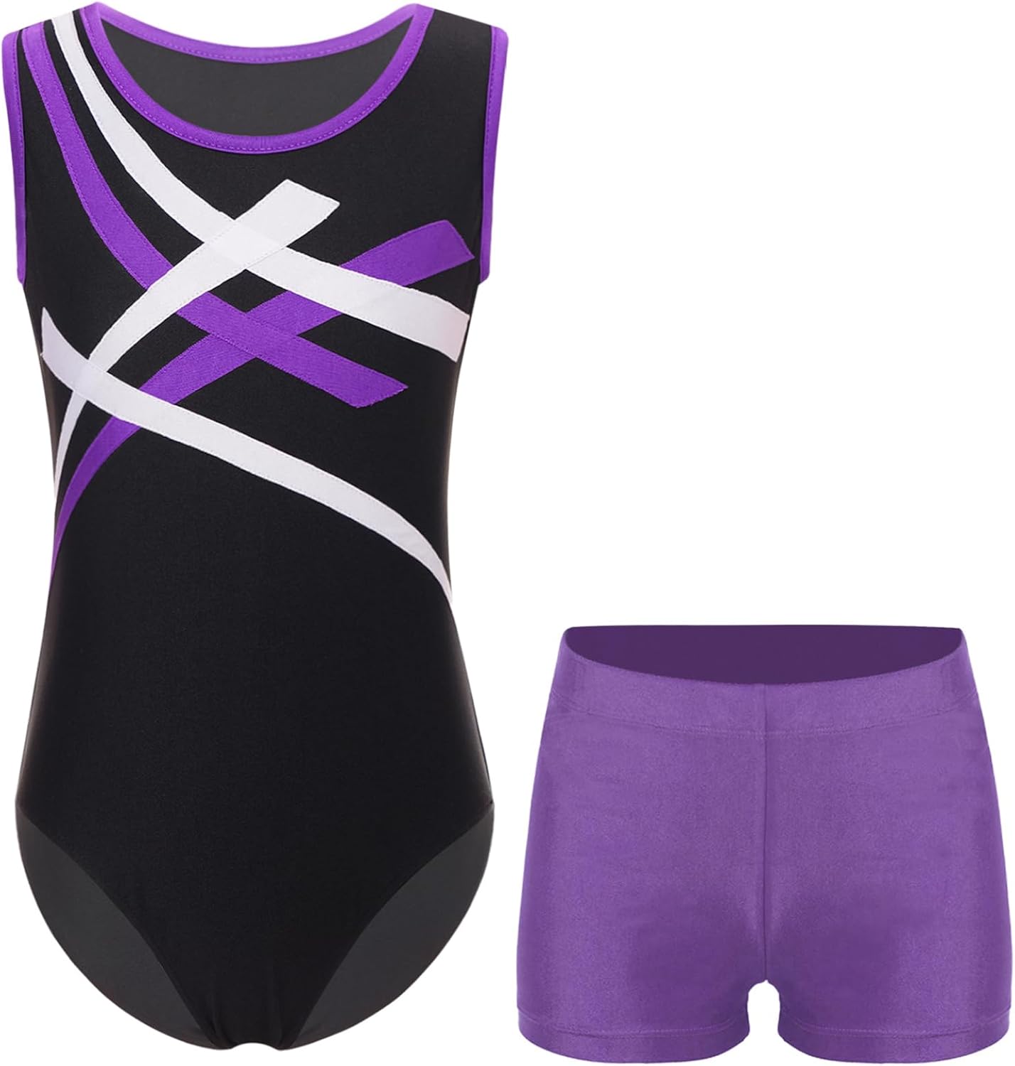 Linjinx Kids Boys Leotard Outfit Sleeveless Contrast Color Leotards With Stretchy Shorts For Gymnastics Dance Workout