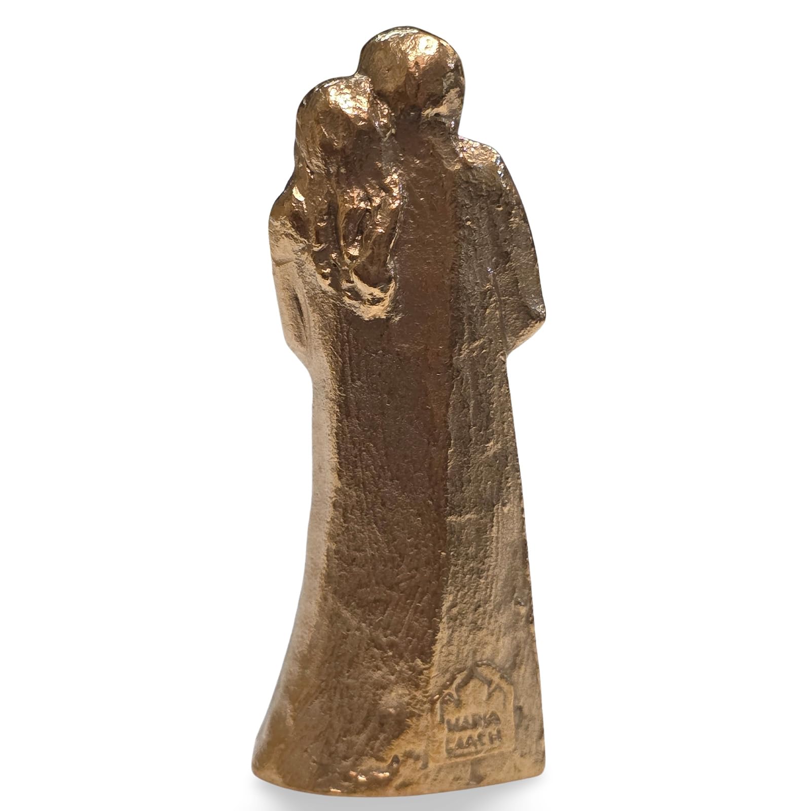 Herzmensch Hochzeitspaar Figur Gold aus massiver Bronze 9 cm Liebespaar Skulptur klein Geschenk zur Hochzeit, für die Liebe, für eine liebevolle Partnerschaft