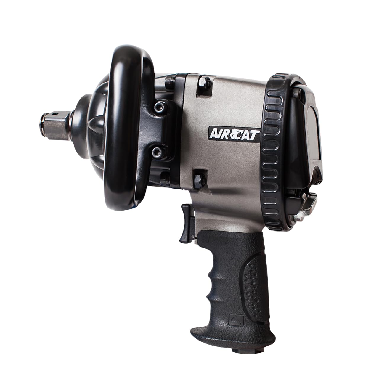 AIRCAT 1880-P-A 1" Drive Pistol Style Impact Wrench, Large, Silver & Black