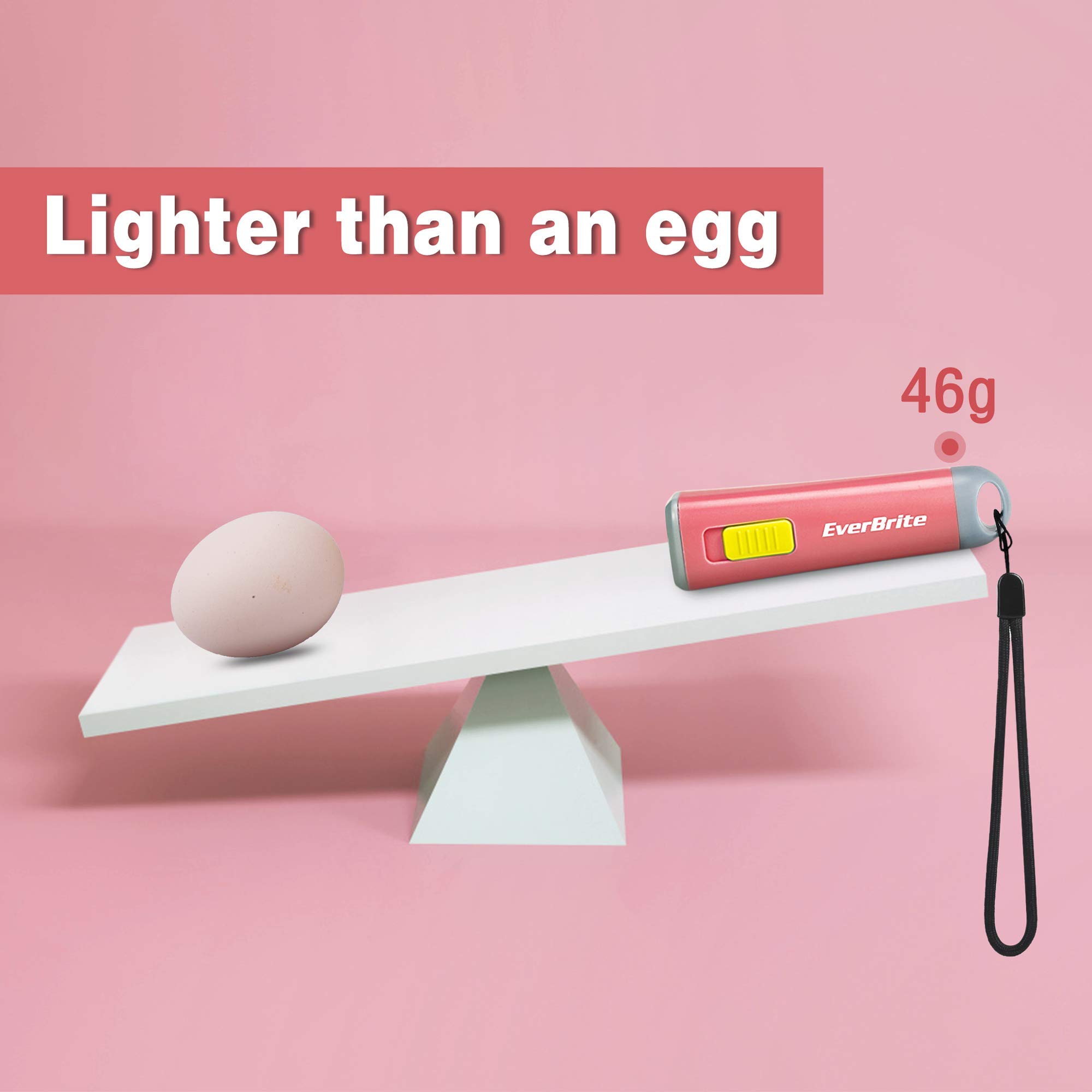 EverBrite Torcia Elettrica LED Per Bambini - Mini Portatile In Plastica Rosa Con Cordino, Batterie AAA Incluse - Per Campeggio, Emergenze E Avventure