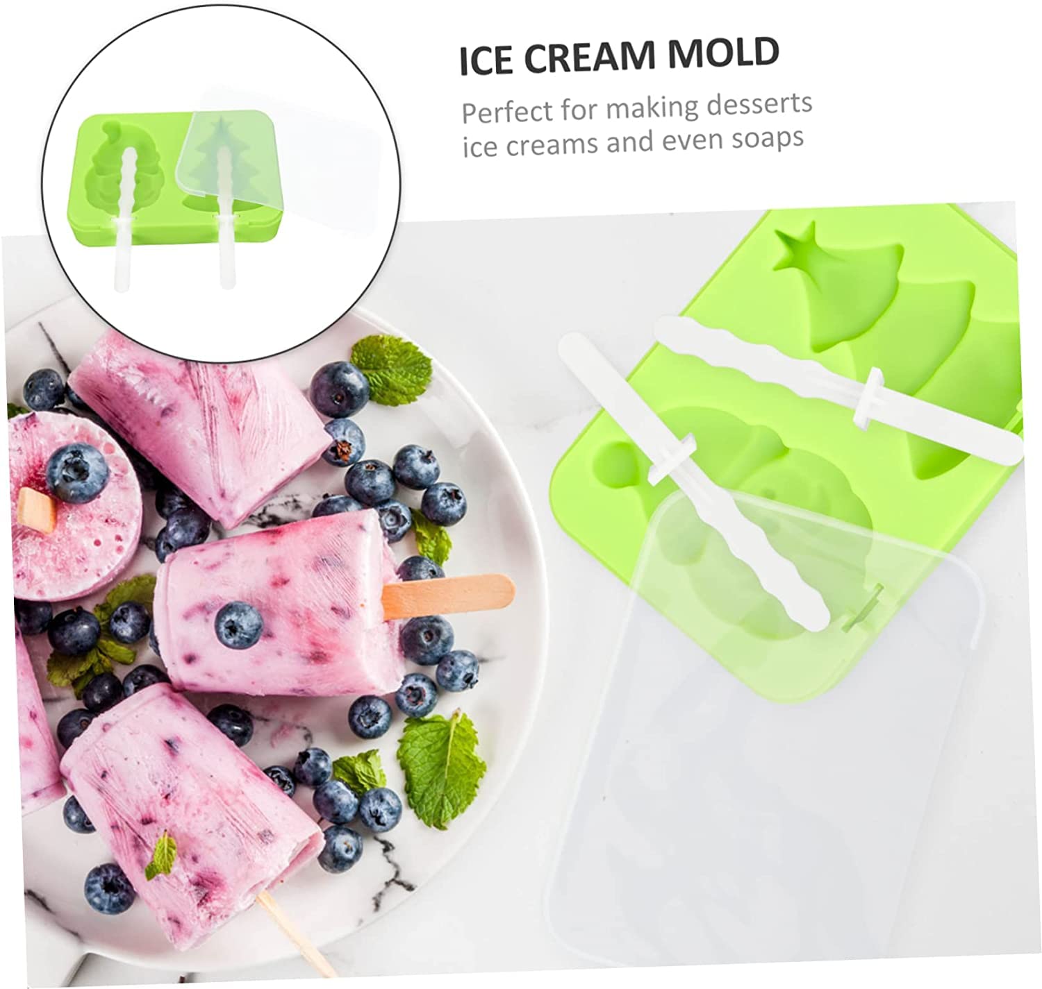 3 moldes de helado de Navidad, moldes de caramelo de chocolate, moldes de silicona para caramelos, moldes de paletas para niños, moldes de helado de muñeco de nieve, moldes de polo de hielo, moldes