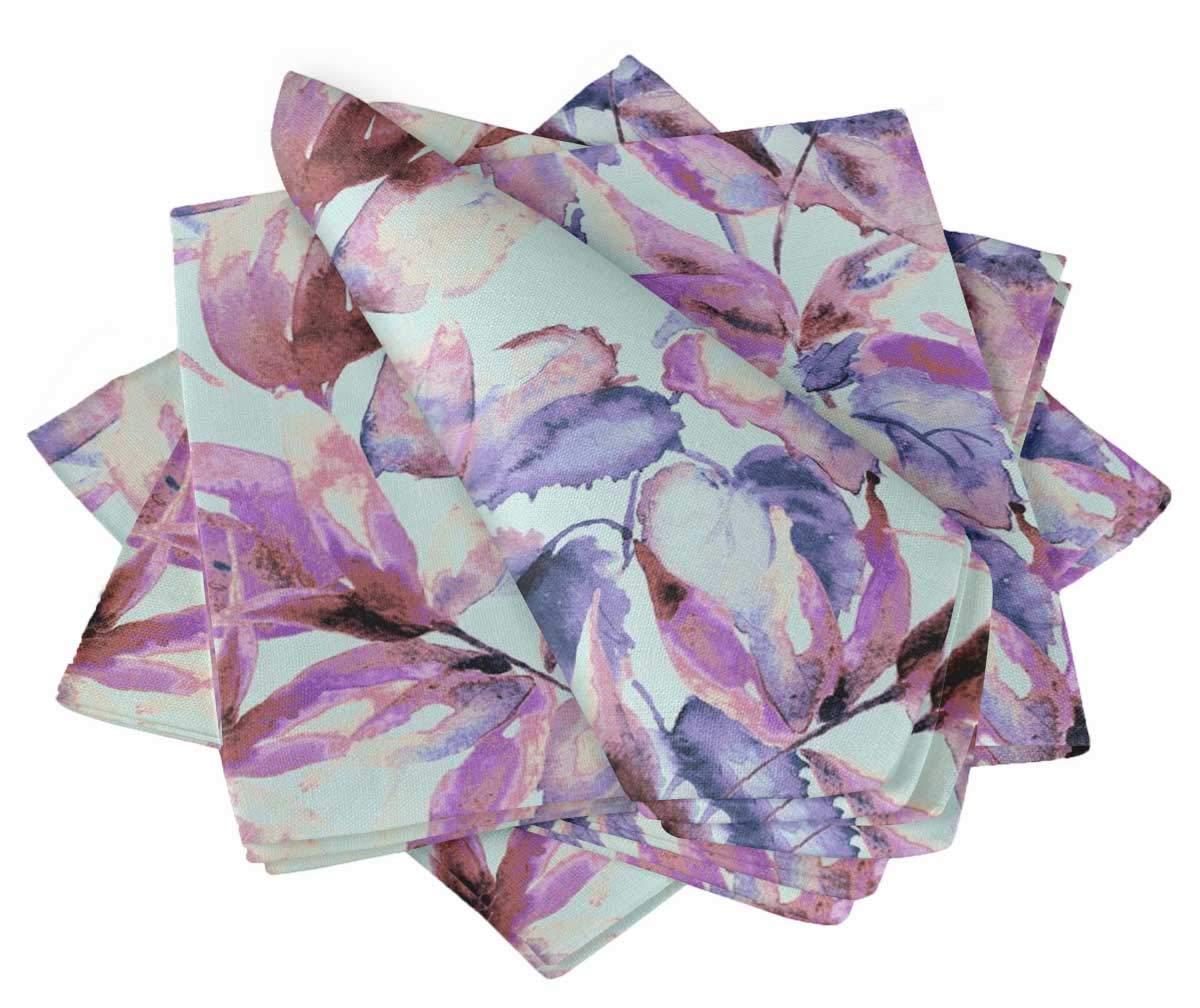 Serviette de cocktail en tissu lavable imprimé violet 20x20 cm S4Sassy x4