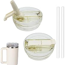 40 oz Detachable Flip Straw Pro Lid Replacement for Stanley Quencher and ProTour,Leak Proof Lids,No Spill Dust-proof Tumbler Lids Reusable for 40oz Stanley Accessories Cream White, 40oz