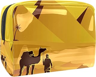 Beauty Case da Viaggio Piramide dell'Egitto del cammello Trousse Trucchi Pochette per Trucchi e Cosmetici Toiletry Organizer perfetto per viaggio/all'aperto 18.5x7.5x13cm