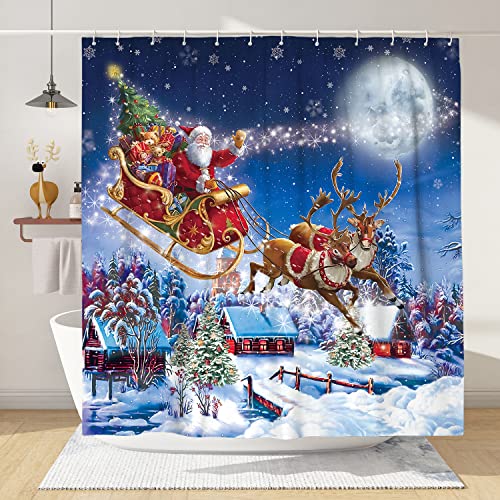 Swykxyk jul duschdraperier för badrum mörkläggningsgardiner Klassiskt julhantverk Element Design Konst Duschdraperi med krokar Viktade duschdraperier 72 X 72 tum