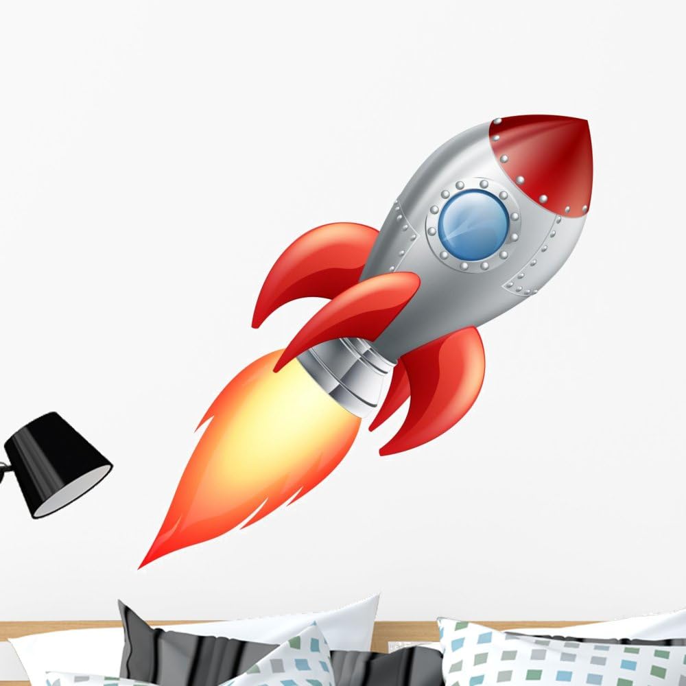 Wallmonkeys Rocket Space Ship Wall Decal Peel and Stick Graphic (36 in W x 36 in H) WM70882