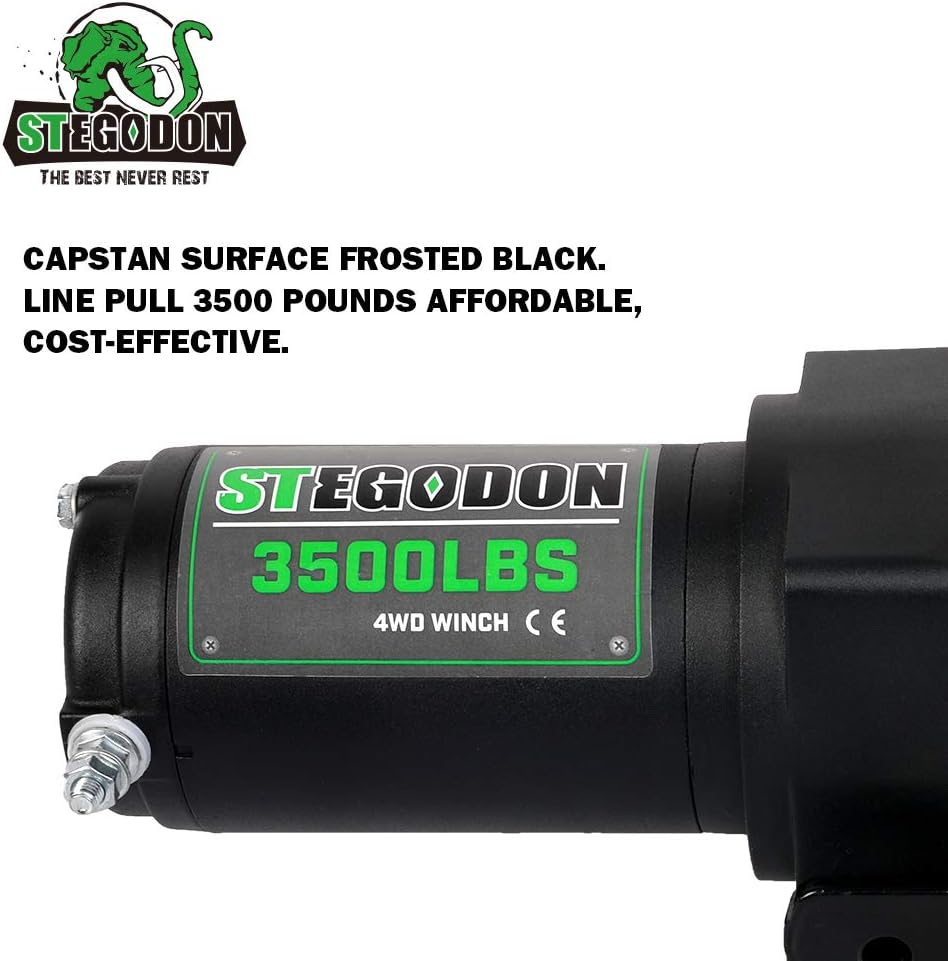 Gеt Sресіаl Prісе STEGODON 3500 lb. Load Capacity Electric Winch,12V Synthetic Rope Winch with Wireless Handheld Remote and Wired Handle,Waterproof IP67 Electric Winch with Hawse Fairlead(All Black)