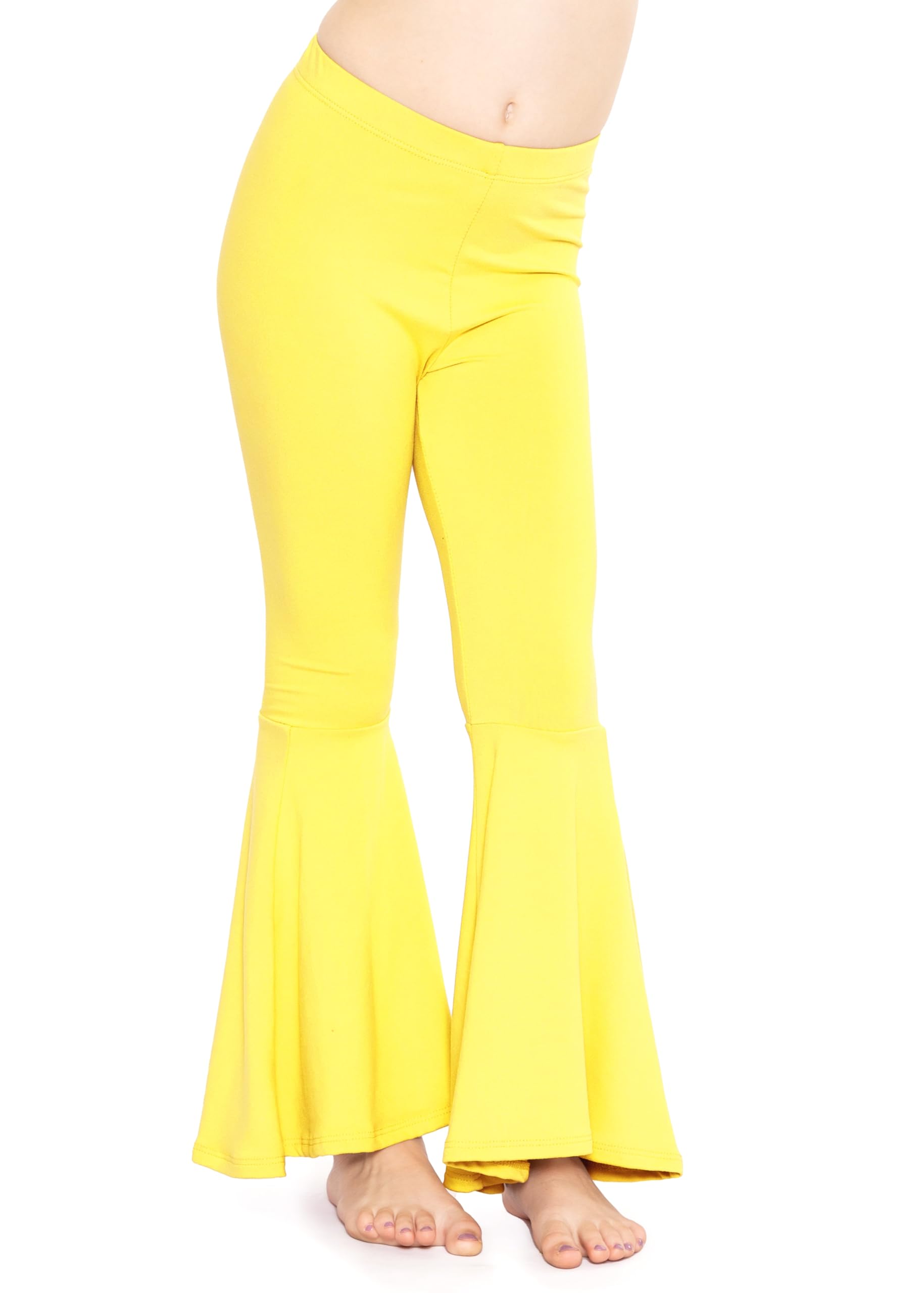 STRETCH IS COMFORT Girls Stretch Bell Bottoms Flare Pants Little | Big Kid Ruffle Bootcut Leggings | Sizes 2-14