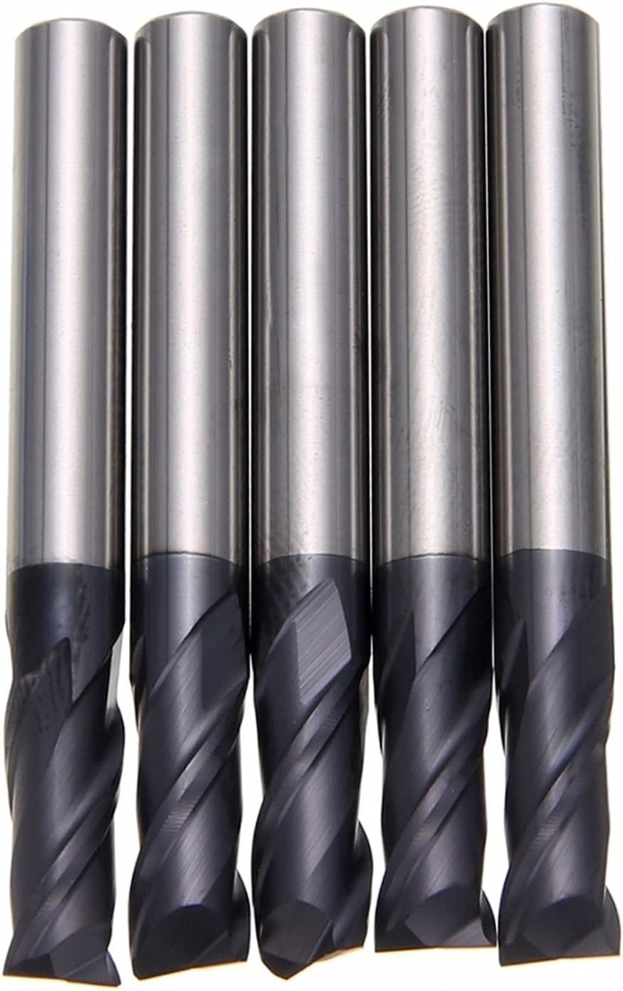 Surface Milling Cutter 5pcs 2 Groove Cemented Carbide End Mill Set, CNC Milling Cutter, Drill Bit Diameter 6mm