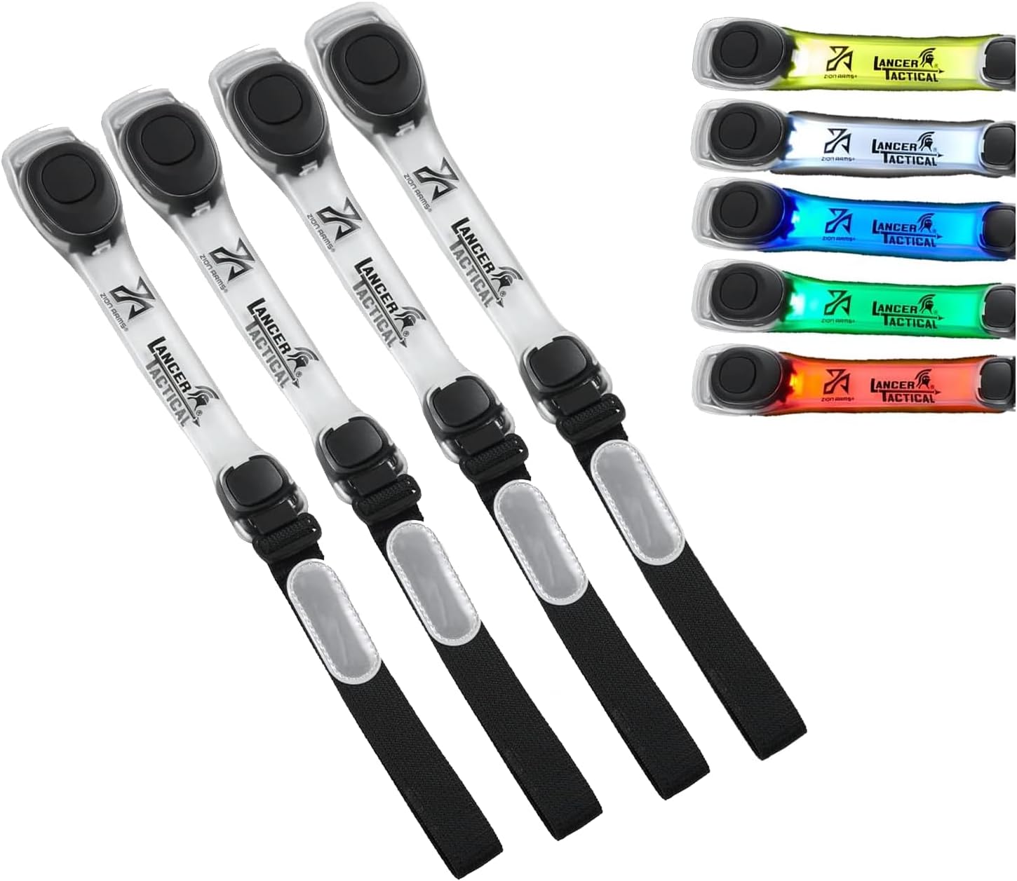 Lancer Tactical LED Arm Band with Multi-Color Lights for Airsoft, Running, Hiking, Paintball (Four Pack)