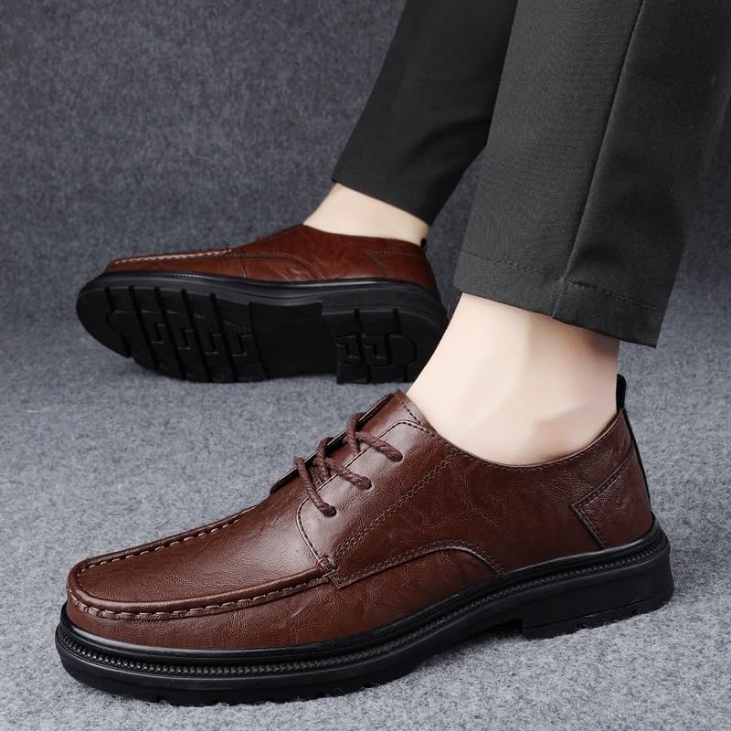 Men’s Leather Lace-up Derby Dress Shoes Classic Formal Business Oxford Lace-Up Wedding Office Shoes2
