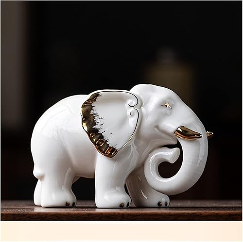 Estatua de porcelana de elefante de cerámica, adorno para el hogar, sala de estar, oficina, entrada, sala de té, estudio, enfriador de vino,