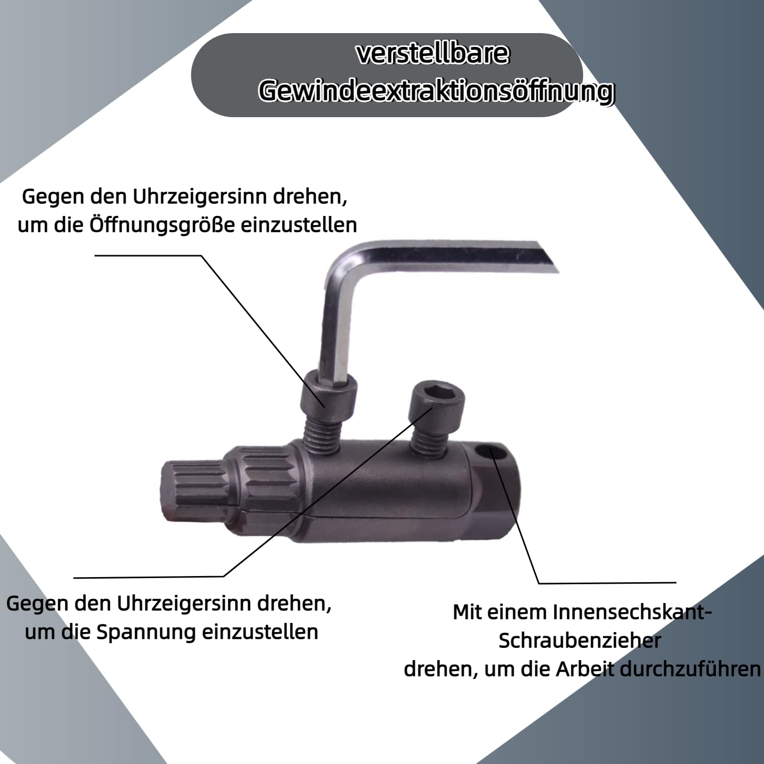 Herramienta de extracción de roscas para tubos y válvulas rotos, herramienta de extracción de grifos (acero 45 para 1/2"/ 3/4"/ 1"), herramienta para desenroscar roscas, con juego de llaves