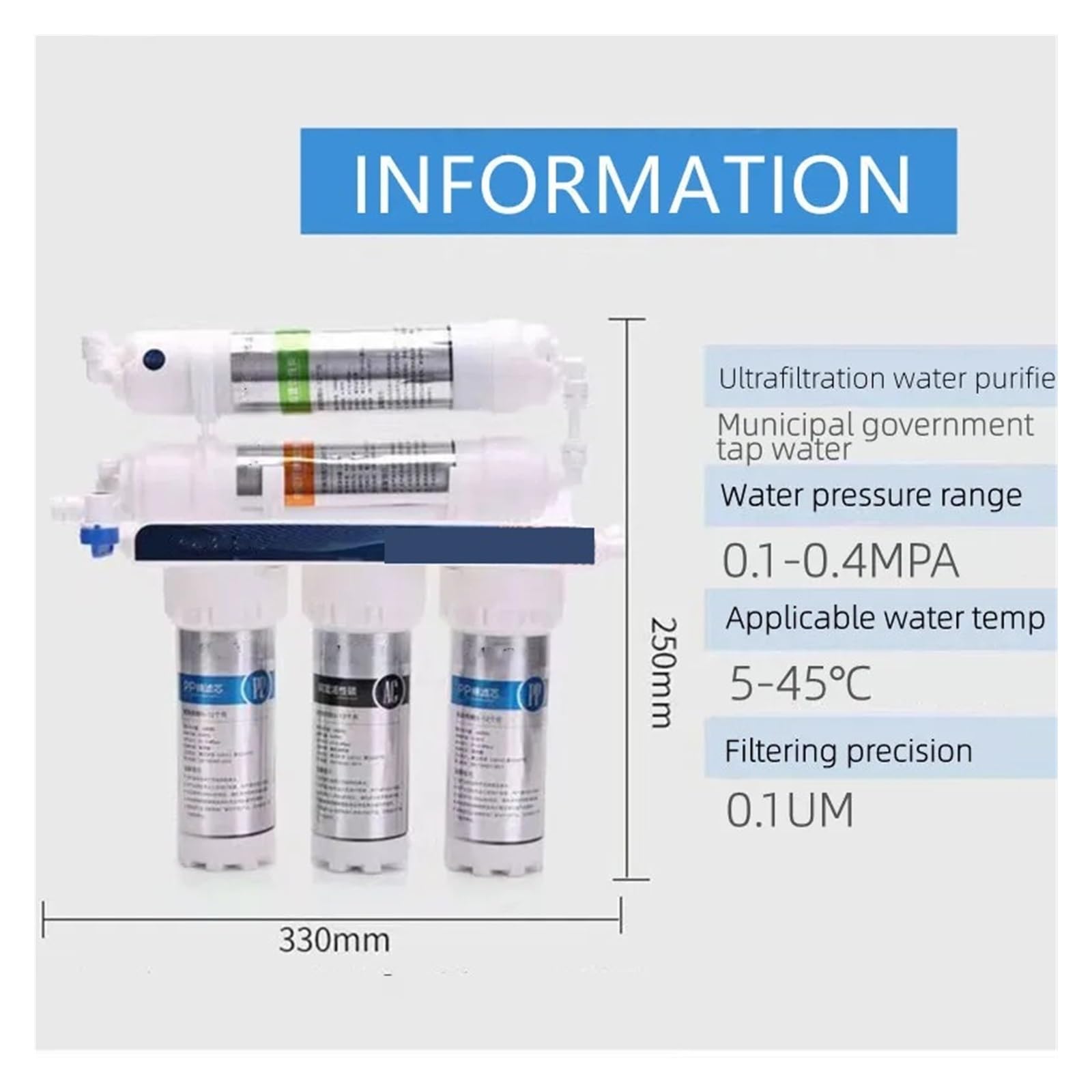 Filtre purificateur d'eau en 5 étapes, purificateur d'eau par Ultrafiltration de cuisine domestique, système de Purification d'eau potable avec robinet Remplacement sous l'évier