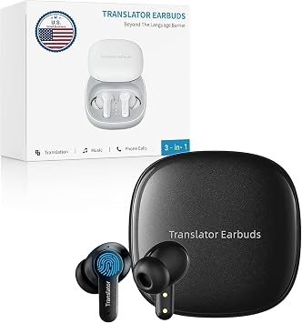 Anfier M3 AI Translation Earbuds Real Time, Language Translator Device in 144 Languages, 3-in-1 Offline Two-Way Audifonos Traductores, Live Translate Headphones, No Subscription Required Black