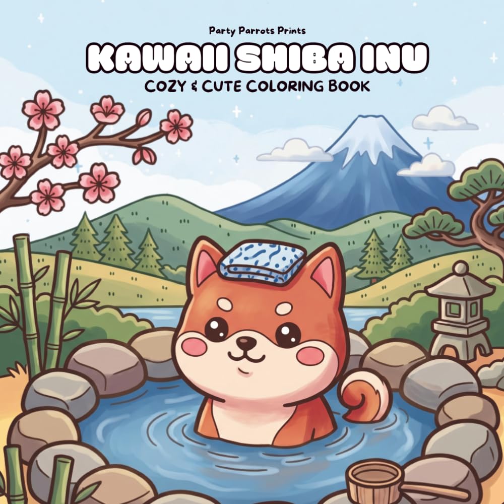 KAWAII SHIBA INU: Coloring Book for Adults and Kids Featuring Super Cute Shiba Inus and Puppies with Bold, Simple and Big Designs for Relaxation (Cozy & Cute) (Kawaii Puppy Pals Coloring Books)