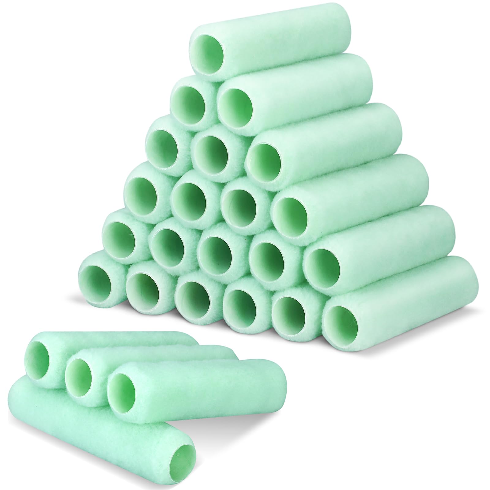 Gisafai 24 Pcs Paint Roller Covers Paint Rollers for Painting Walls Roller Paint Brush 3/8 Inch Nap Microfiber Roller Naps House Painting Supplies Paint Roller Kit for Walls Ceilings (Green,9 Inch)