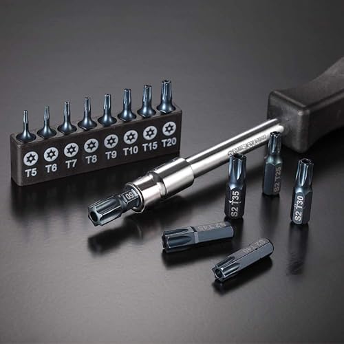 Miniatura 5 de Juego de brocas Torx de seguridad de 16 piezas T5-T50, juego de puntas de estrella resistentes a manipulaciones S2 de acero con un adaptador de 1/4