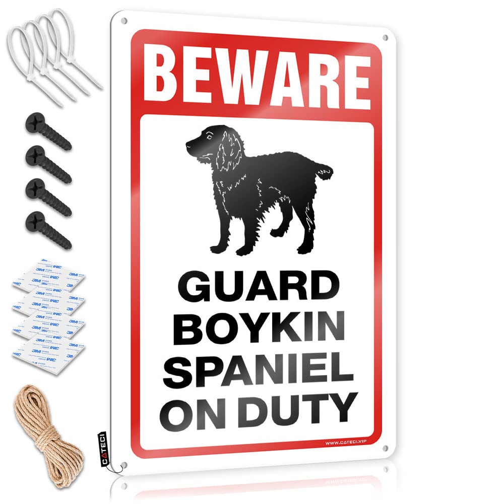 STWNVOITV Sports Bar Decor Beware! Guard Boykin Spaniel On Duty Tin Sign Things For Boys Room Vintage Tin Signs Funny(30X40CM)