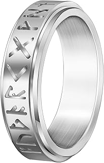 Norse Viking Rings for Men, Stainless Steel Viking Spinner Rune Ring, Norse Rings for Men, Viking Fidget Rings for Anxiety Women Engagement Wedding Band Ring Size 5-12