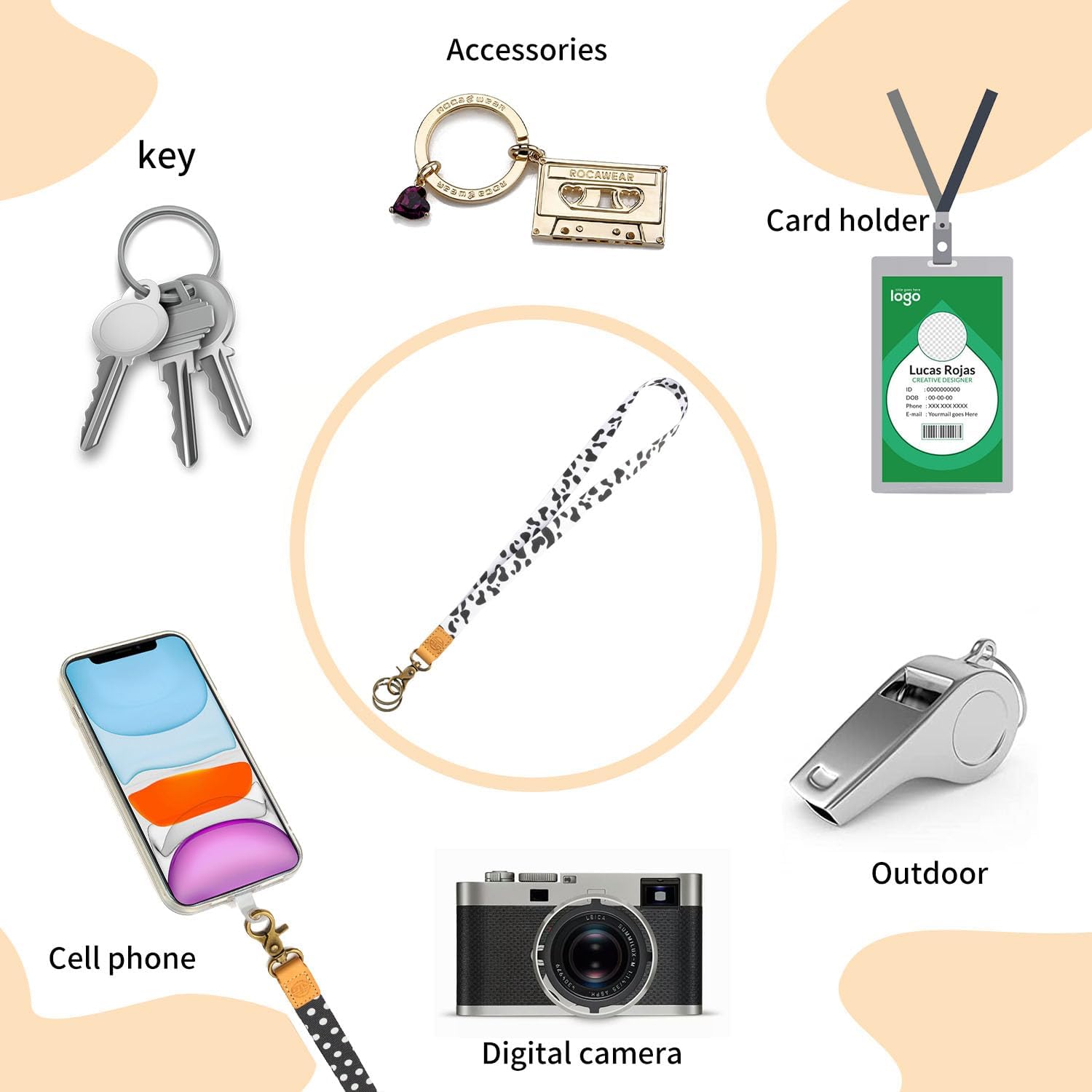 Lanyard for Keys, Cool Neck Strap Key Chain Holder, Long Lanyard for ID Badges Wallet - Image 5